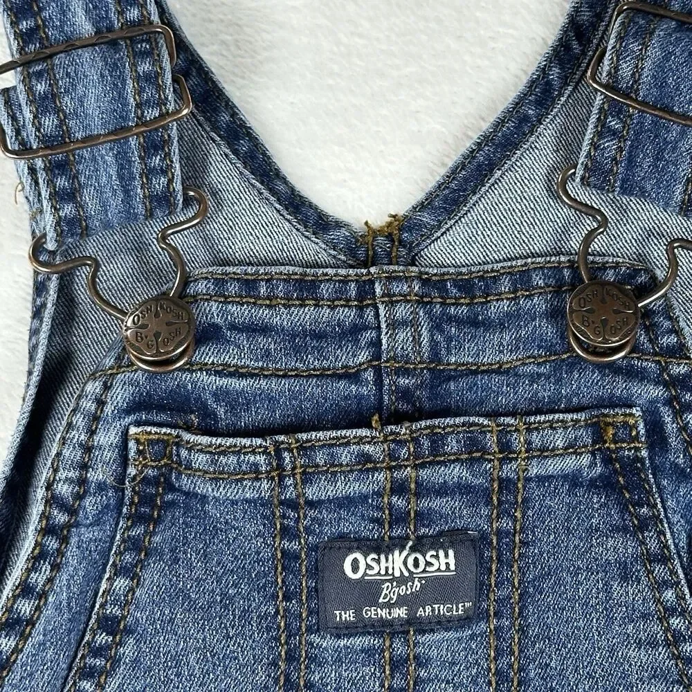 OshKosh B’Gosh Toddler 2T Denim Bib Overalls Carpenter Stretch Blue Jeans